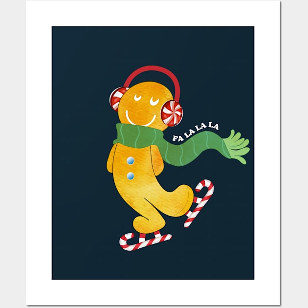 Gingerbread man - Fa la la la Wall Art by funNkey